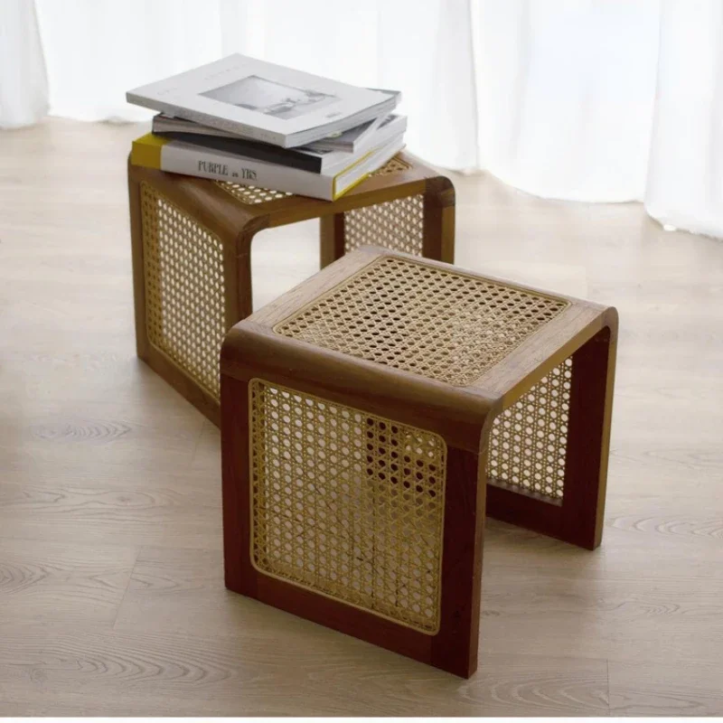 

Rattan Small Square Table Solid Wood Coffee Table Ash Wood Minimalist Table Japanese Side Table 2023 New