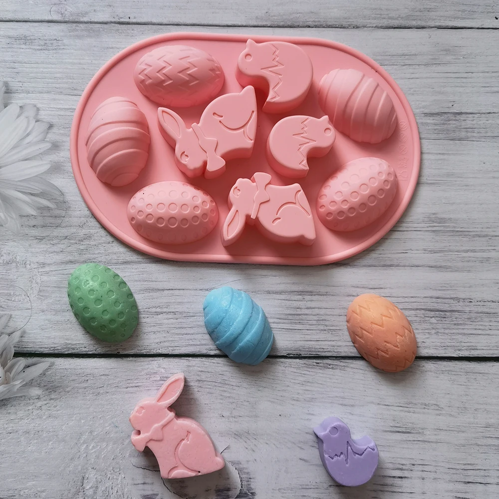 Easter Silicone Mold Rabbit Colored Egg Chocolate Candy Cake Mold