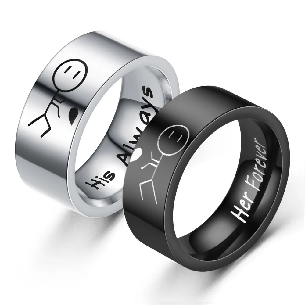 Titanium Steel Ring For Men Women Interesting Couple Ring Lovers Promise Ring Fashion Jewelry Brithday Christmas Gift Wholesale 6