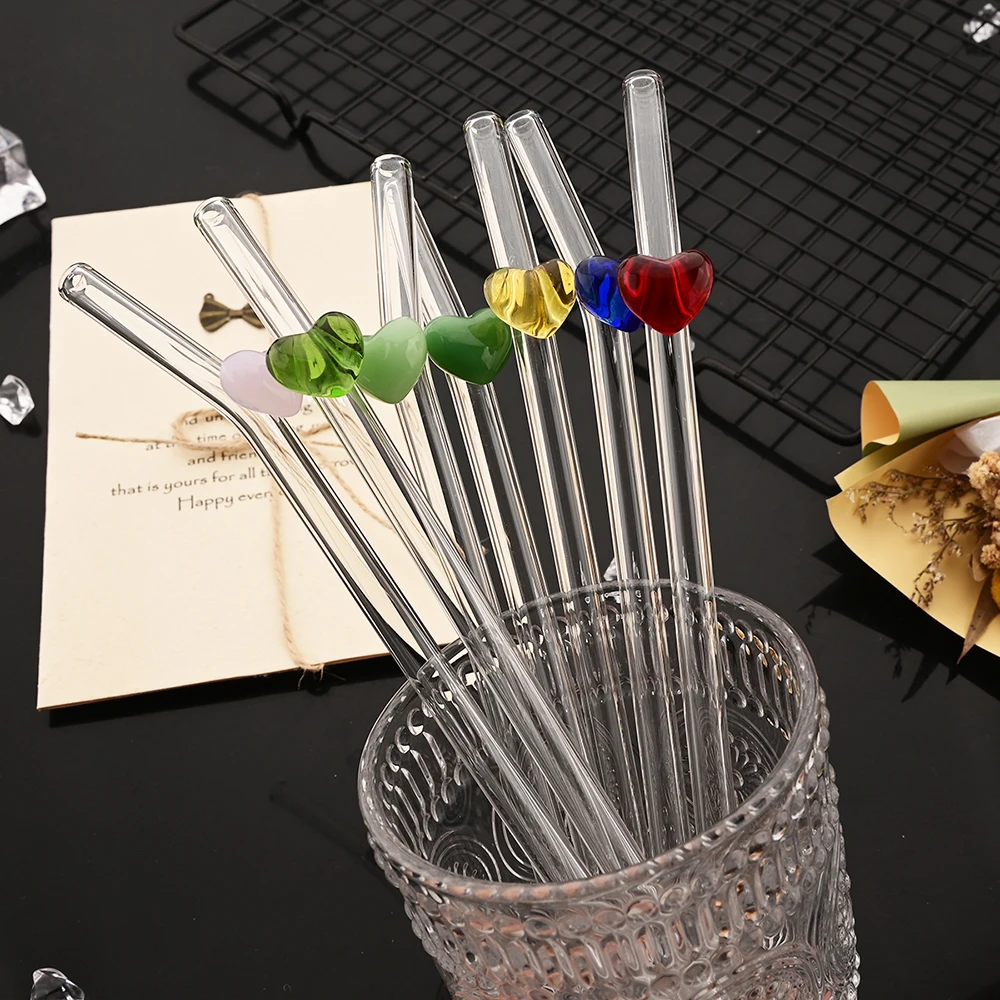 Eco-Friendly Reusable Glass Straw Set - 12-Piece High Borosilicate Drinkware Accessories for Smoothies, Tea, and Juice