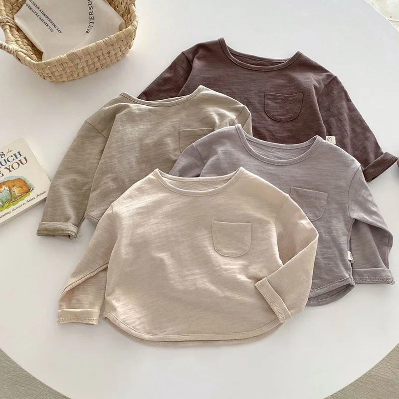 2024 Autumn 0-5Y Kids Infant Blouse Baby Cute Cotton Solid Undershirt Girls Bear Outwear Bottoming Shirt Boys Tops Blouse - Image 2