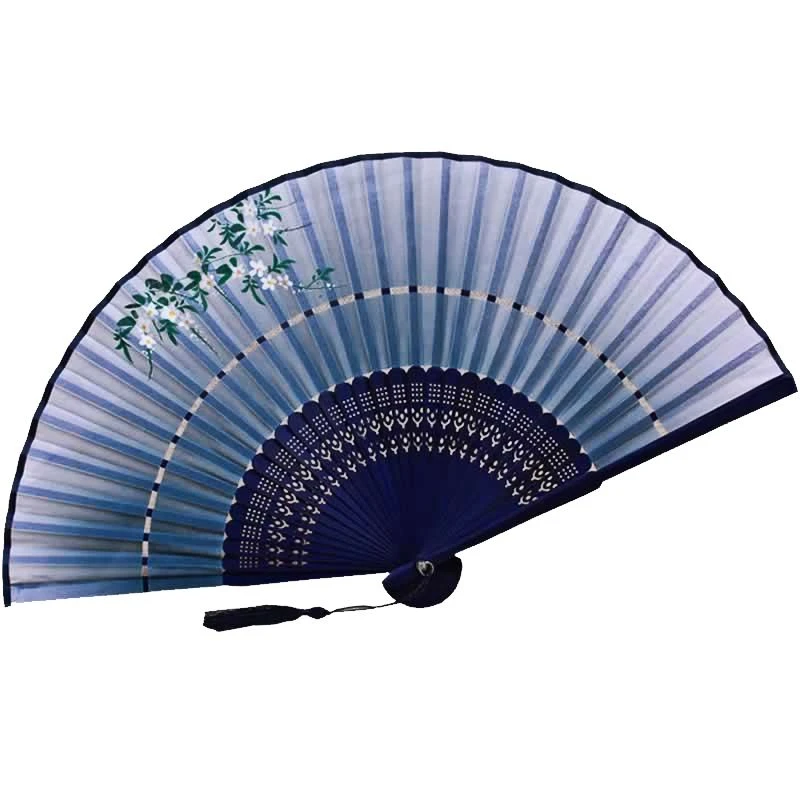 

Vintage Fan 21 22cm Silk Folding Fan Portable Bamboo Hand Fan Lady Dance Wedding Fans Japanese Ventilador Abanicos Para Boda
