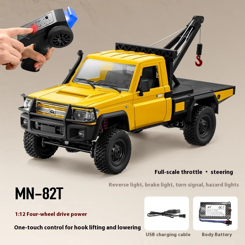 RC Crawler MN-82T LC79 1/12 – Camión Con Grúa Y Remolque, 4x4, LED, Mando 2.4 GHz, Batería 1200mAh Incluida, Para Adultos