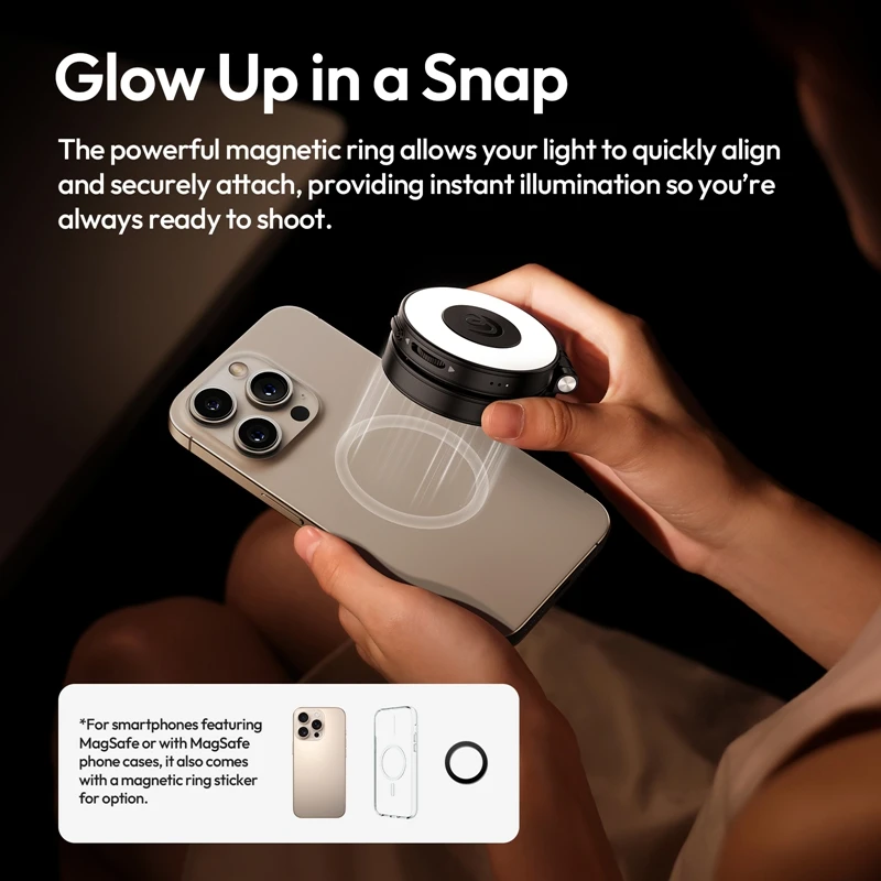 Ulanzi LM23 Pocket LED Light for iPhone 3-in-1 Phone Stand for Photography Livestreaming Selfie Vlog Fill Light Smartphone Vlog