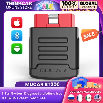 MUCAR BT200 Pro/BT200 Automotive OBD2 Scanner Full System Car Diagnostic Tool Bluetooth Obd 2 Oil SAS 15 Reset for All Car Scan