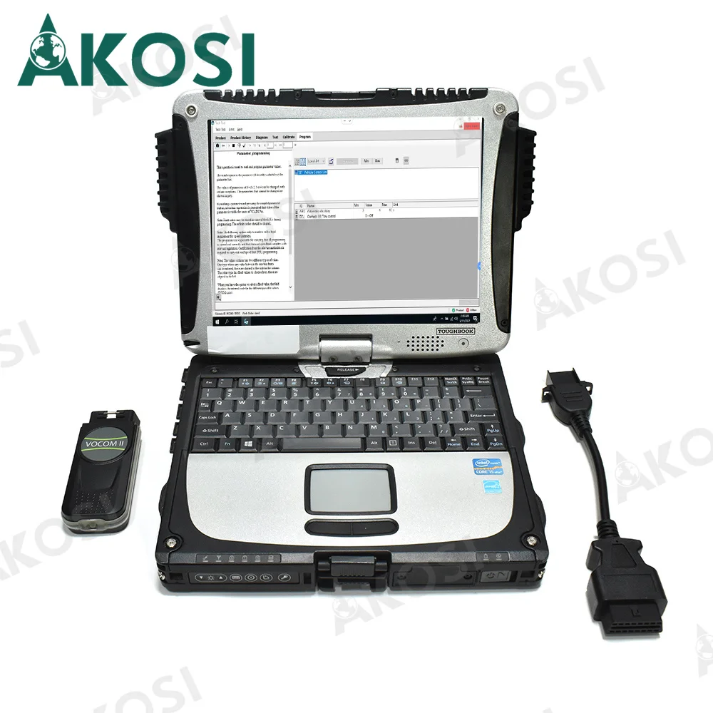 

CF 19 Laptop and for VOCOM II mini 2.8.150 Adapter 88894200 and Diagnostic 8 pin Cables Truck Excavator Diagnostic Tool