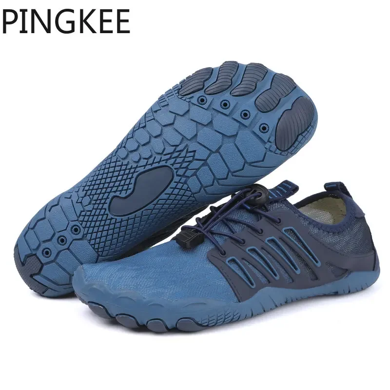 

PINGKEE Quick Drainage Lining Air Mesh Upper Men Shed Dry Water Lace Lock Barefoot Nonabsorbent Beach Aqua Swimming Hiking Shoes
