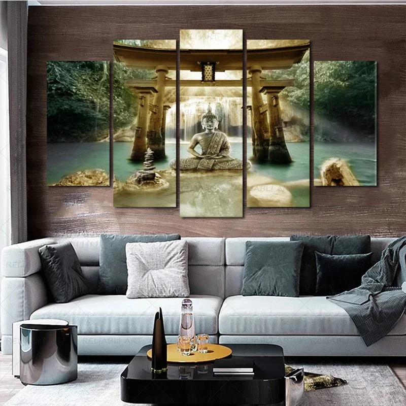 5 Panels Lord Ganesha Home Docor Elephant Posters And Prints