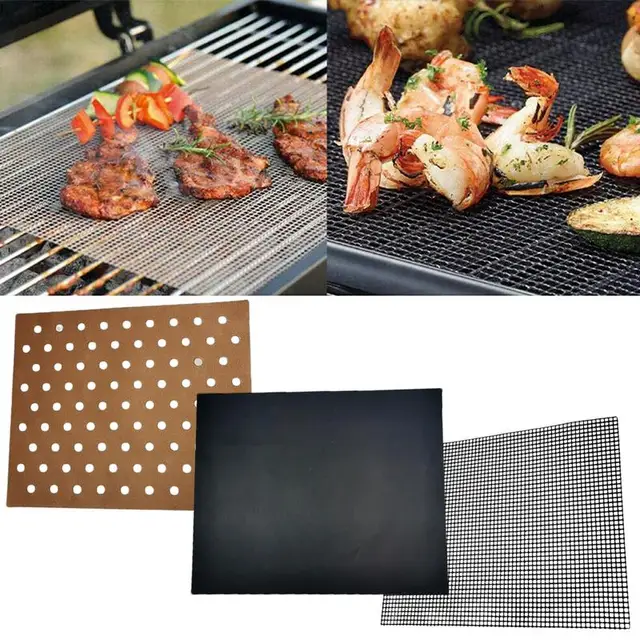 3Db Grillező Szőnyegek Kültéri Grill Sütőszőnyeghez Nem Tapadós Grilllemezek Szilikon Szőnyeg Bbq Kiegészítők Mikrohullámú Sütőhez - Image 4