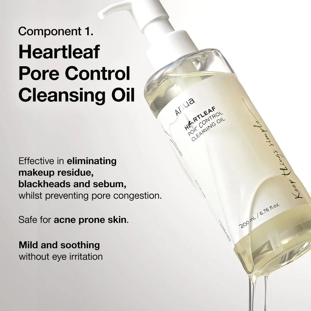 Anua Heartleaf Pore Cleansing Oil & Quercetinol Pore Deep Double Cleanser Facial Makeup Cleansing Skincare Set Beauty Products 4