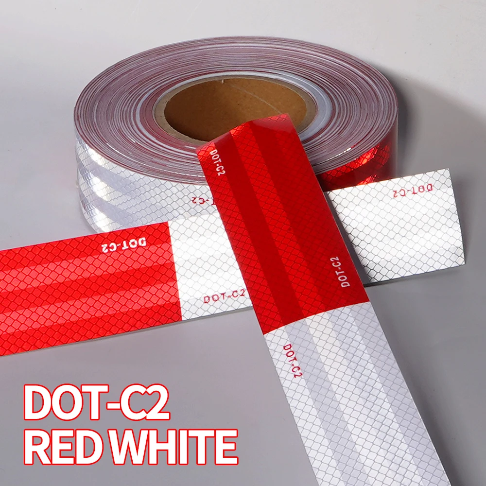 50mm DOT-C2 야외 방수 반사 테이프 강력 접착 스티커 빨간색 흰색 차량 ..
