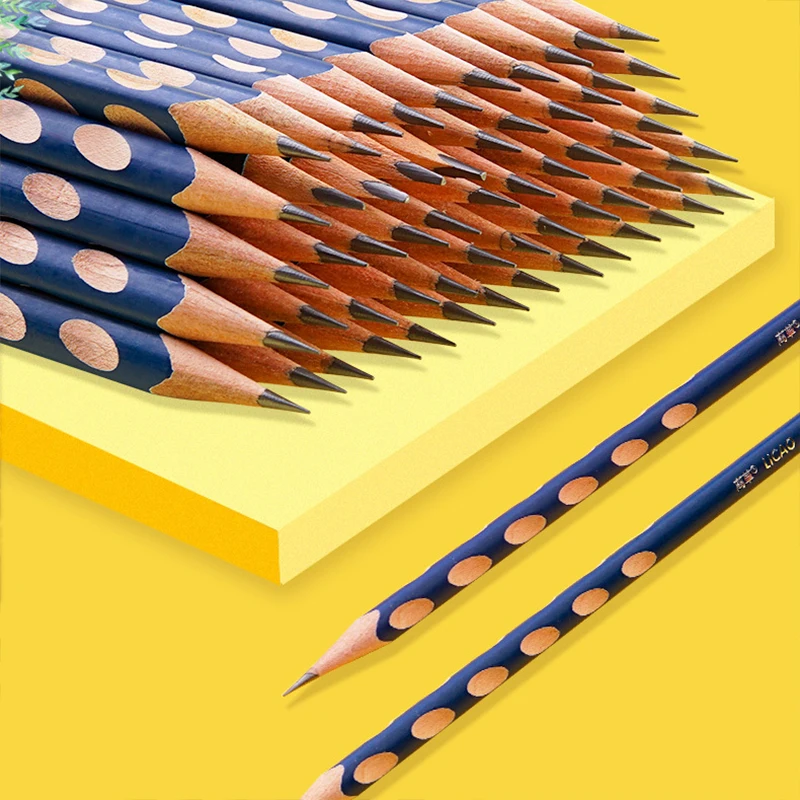 10Pcs Drawing Pencils Groove Triangle Wooden HB 2B Posture Correction School Office Stationery Professional Exam