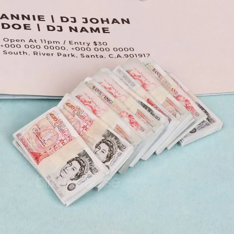 Miniature Items 5 Bundle Mini Dolls Money Banknotes Dollars Euro Korean Won Model Toys For Barbie Ob11 1/6 Dollhouse Accessories 4