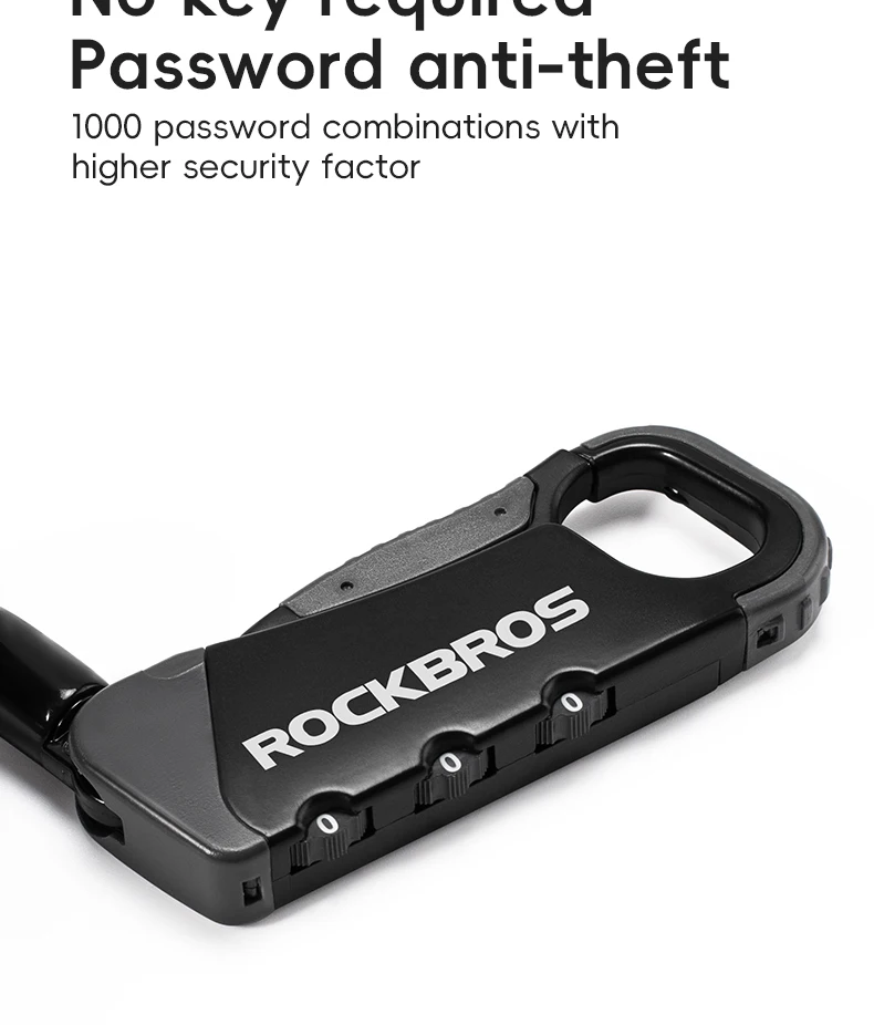 ROCKBROS Bicycle Cable Lock Portable 3-Digit Password Combination