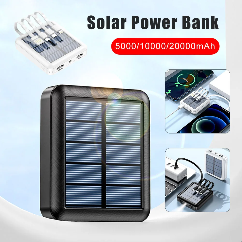 

Portable Multifunction Solar Power Bank Outdoor Sports Accessories 20000mAh Fast Charging LED Lamp For Camping Hiking Fishing