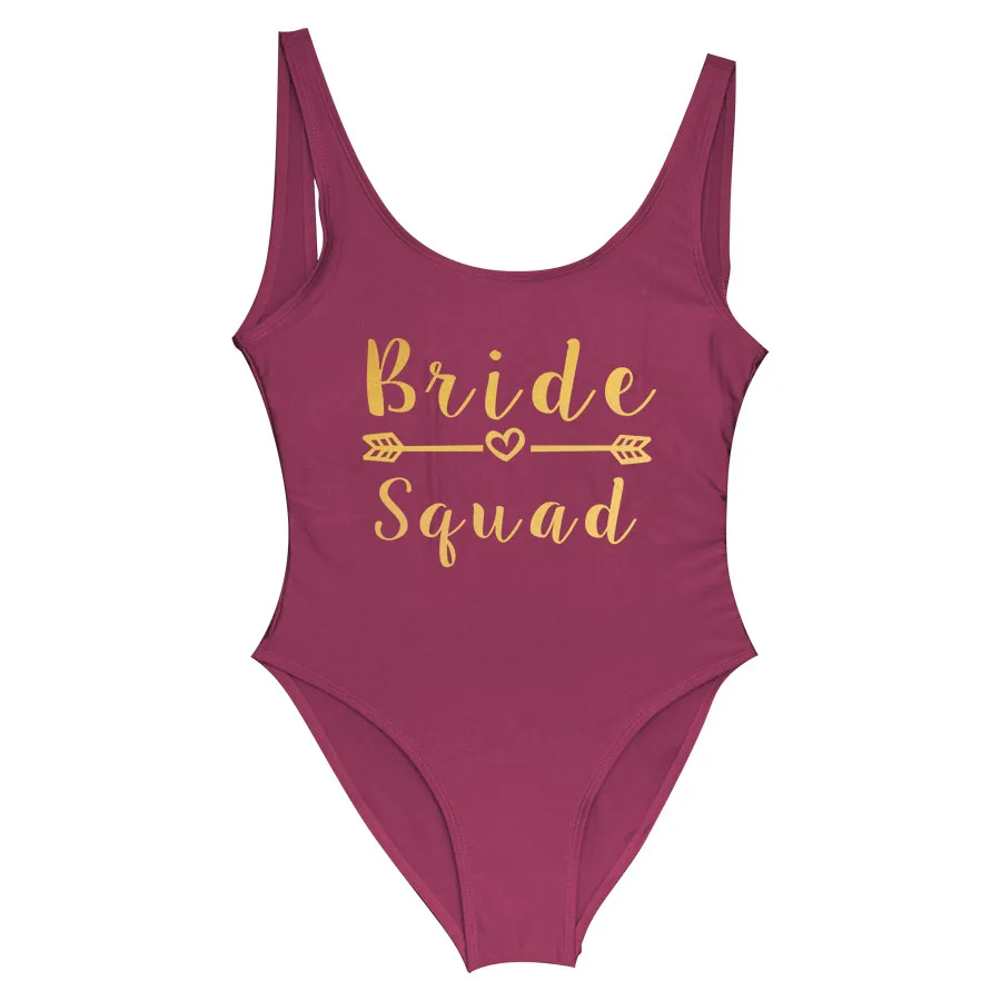 Bridal Hen Party One Piece Swimsuit BRIDE Squad Letter Print Bathing Suit Swimwear Maillot De Bain Beachwear Bride Swim Suit women sport swimsuits,women swim dresses
