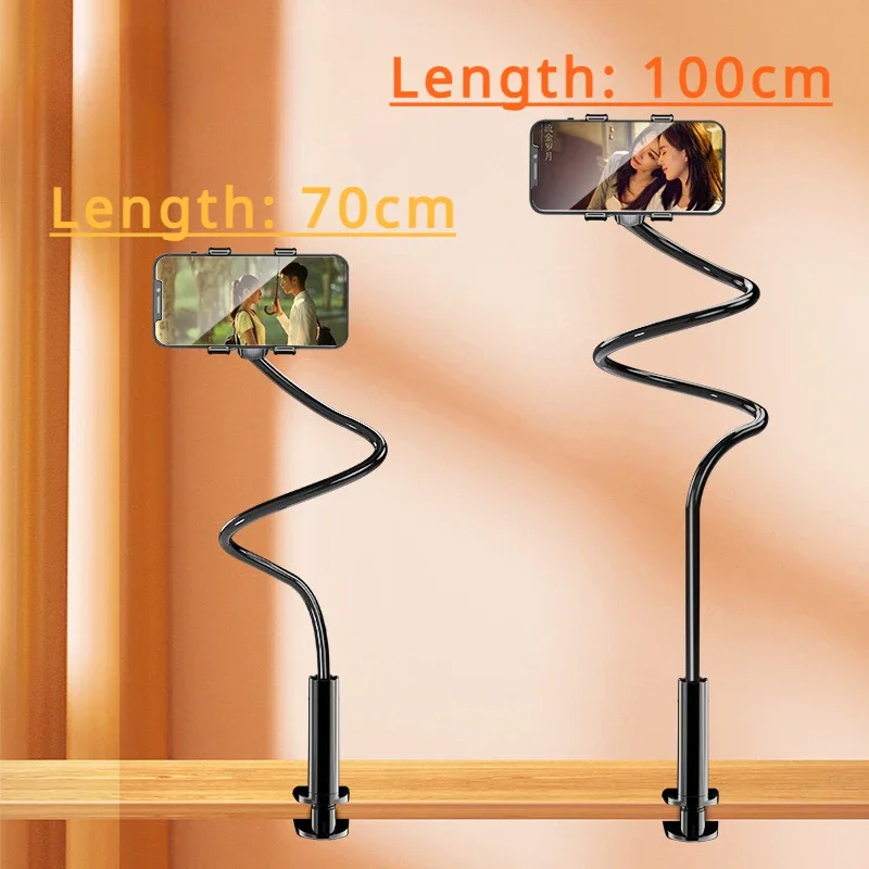 100cm Phone Clip on Stand Holder with Grip Flexible Long Arm Lazy Bracket Mount Clamp for IPhone 15 Pro Accessories Phone Holder 2