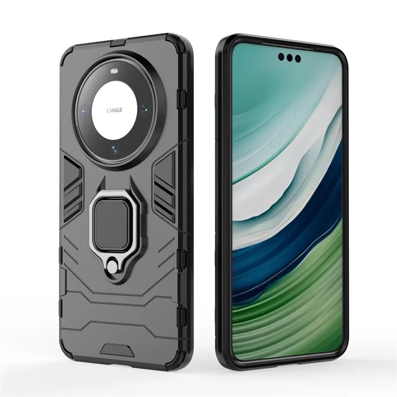 Per Huawei Mate 60 Pro Case Huawei Mate 60 60 Pro Cover Antiurto Armor Pc + Silicone Ring Stand Cover Posteriore Protettiva Per Telefono