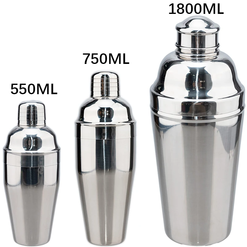 550/750/1800ml Stainless Steel Cocktail Shaker Cocktail Mixer Wine Martini Drinking Boston Style Shaker Party Bar Tools