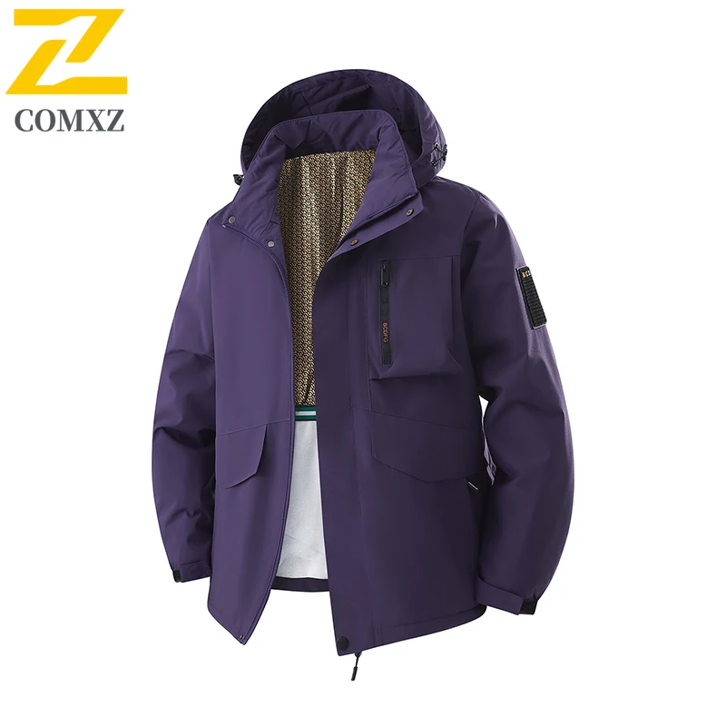 COMXZ High Quality Jackets Solid Color Outdoor Climbing Camping Men Lightweight Windbreaker Coat Adventure Fleece Racing Jacket