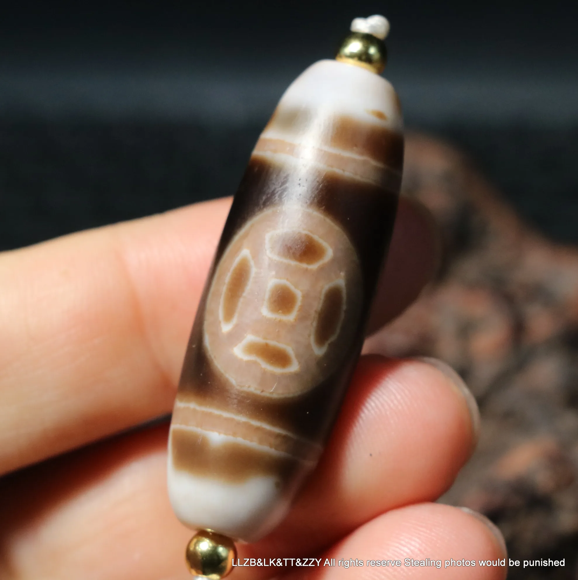 

A Power Energy Tibetan Old Agate 1 Eyed Wealth Fortune Coin dZi Bead Pendant Amulet AAA BG Timestown UPD0214B12