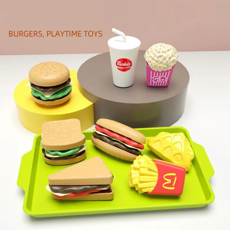 New Simulation Hamburger Pizza Bread Cookies Toy Model Set Kids Play House Interactive Toy Kitchen Food & Play Toys