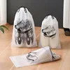 5/1PCS Drawstring Dag Storage Tote Plastic Bags For Store Reusable Transparent Waterproof Shoe Organizers Outdoors For Traveling 3