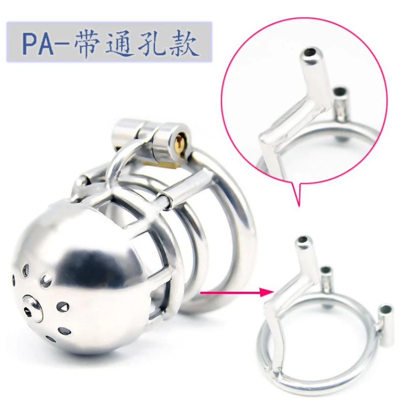 Male Chastity Cage Permanent Through Hole PA Piercing Stainless Steel Chastity Locks sex toi for man penis chastity cage chastity lock sex toy