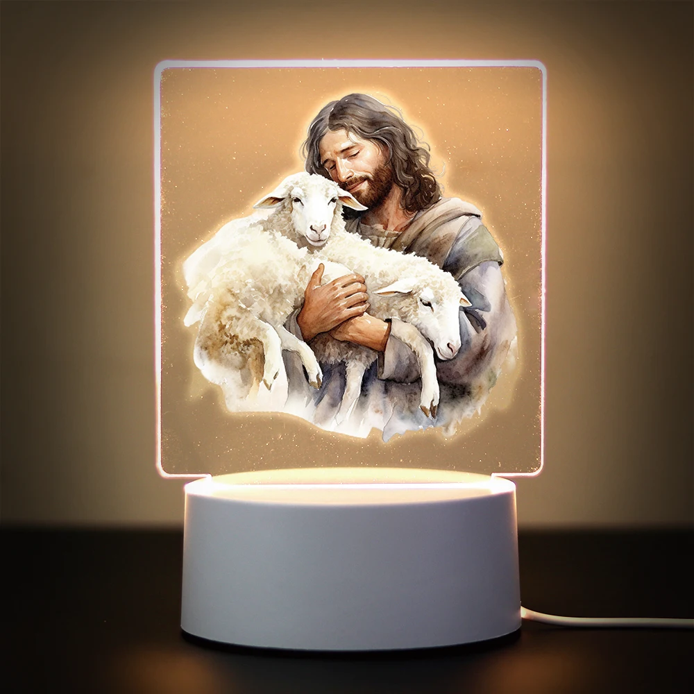 Jesus Cartoon  Creative Table Bedside Lamp Rechargeable Night Lights Children'S Christmas Gift
