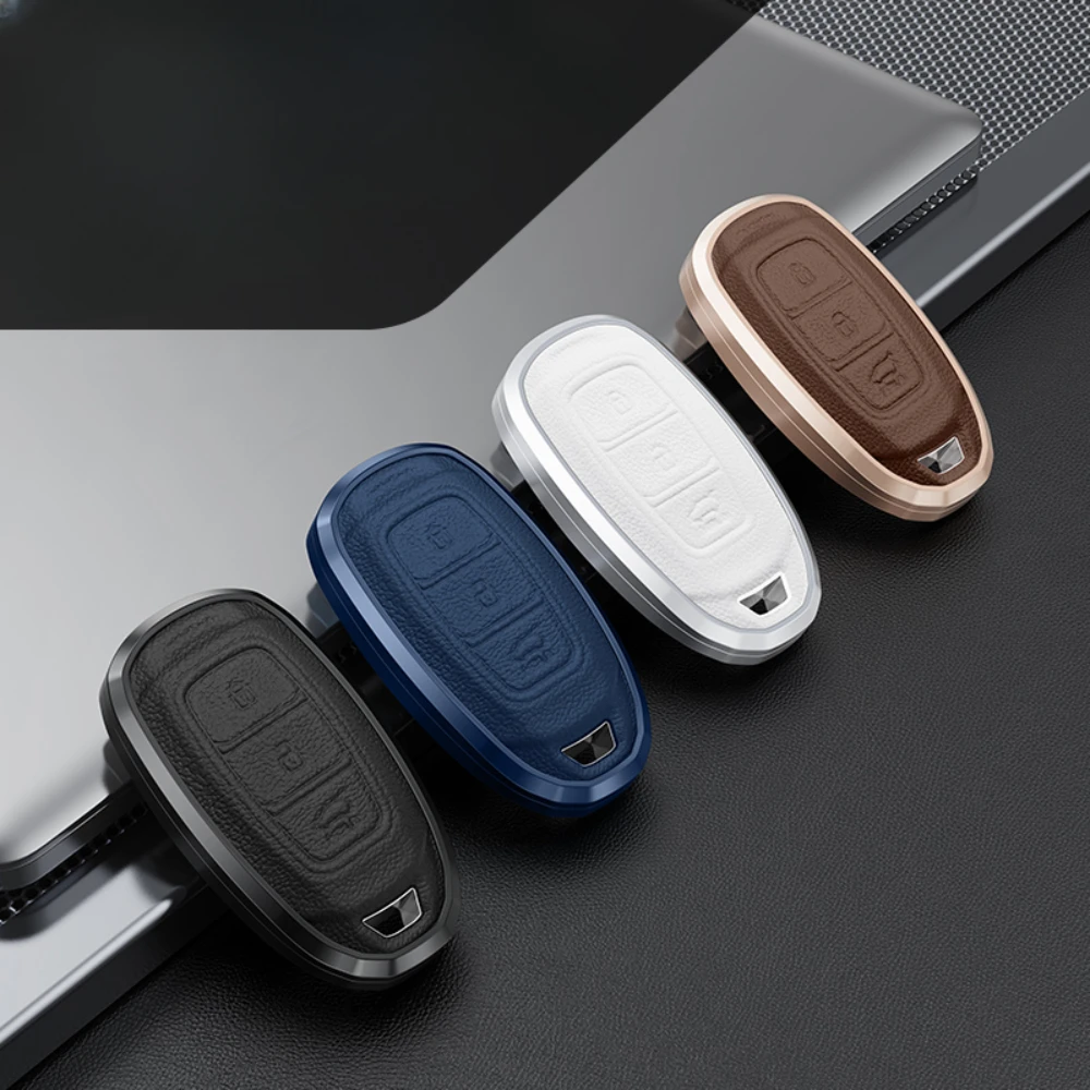 

Alloy Leather Car Key Cover Case Shell For Hyundai i30 Ix35 Kona Encino Solaris Azera Grandeur Ig Accent TM Palisade Santa Fe