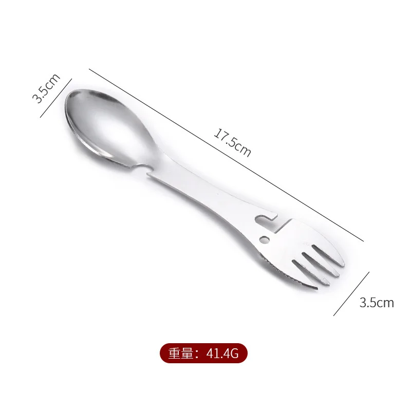 Outdoor Survival Tools 5 In 1 Camping Multi-Functional EDC Practical Kit Fork Knife Spoon Bottle/Can Opener