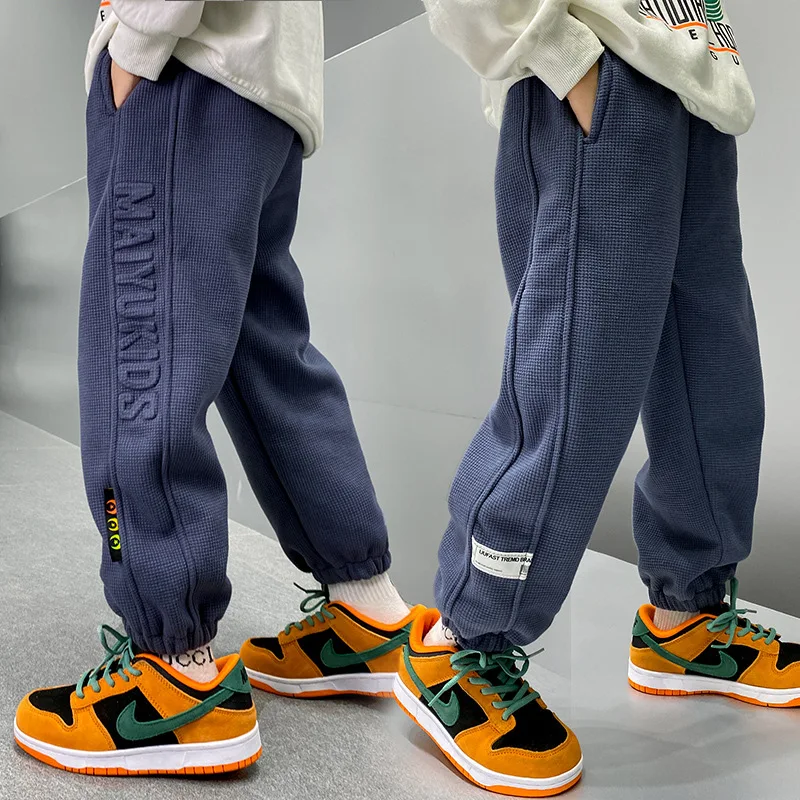 

Children Clothing Kids Pants 2023 Autumn Winter New Boys Cargo Pants Letter Embroidered Sports Style Casual Simple Pants Kids