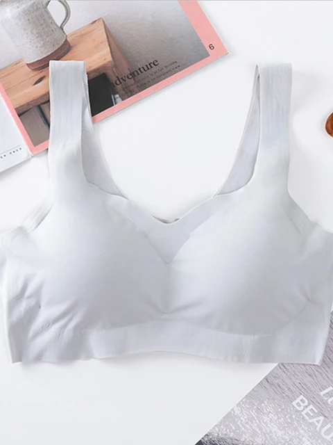 Ice Silk Bra Seamless Vest Bras Women Soft Thin Push Up Underwear Lingerie  Sleep Top Chest Padded Bralette - Bras - AliExpress