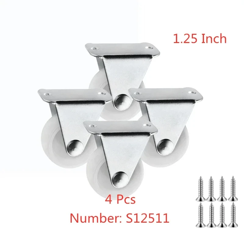 

4 Pcs/Lot 1.25 Inch Directional Caster Diameter 30mm White Pp Flat Fixed Wheel Height 4cm Furniture Small Pulley