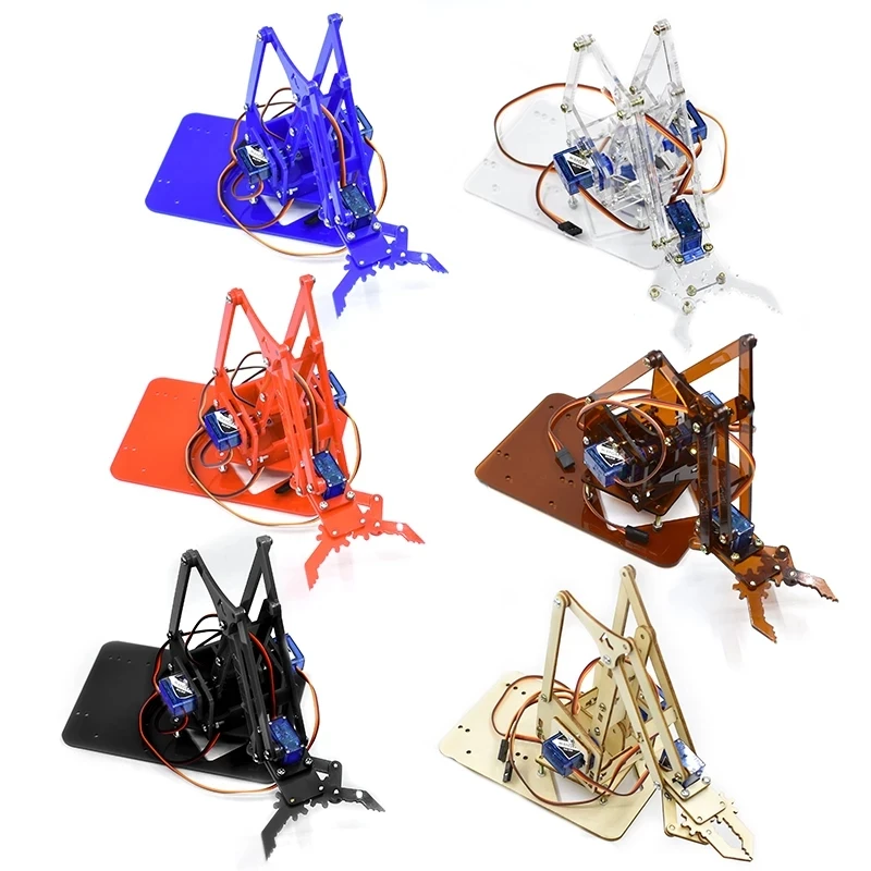 S8e070a544e7b4010b1d10c75be1d8b2a2 SG90 4 DOF Unassembly Acrylic Mechanical Arm Bracket Robotic Manipulator Claw For Arduino UNO Learning DIY Kit Programmable Toys