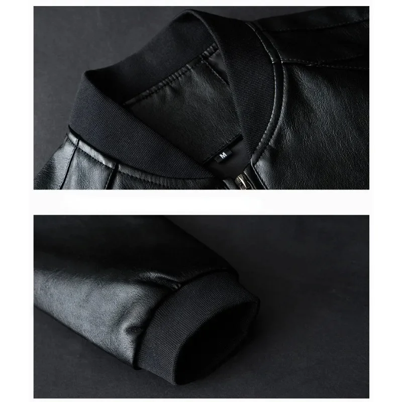 Big Size Leather Jacket Men Windproof Bomber Business Clothing Motorcycle Zipper Slim Coat PU Coats