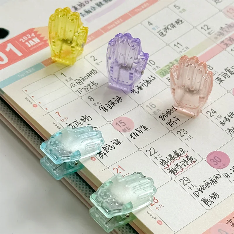 

10pcs Candy Color Hand Acrylic Binder Clip Planner Clips Paper Book Decorative Clamp Cute Stationery Office Binding Supplies