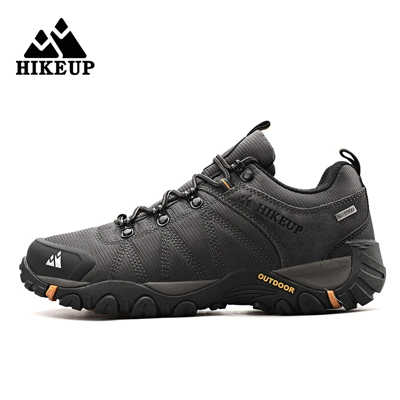 HIKEUP – chaussures de randonnée en maille respirante et antidérapante pour homme, baskets d'extérieur, escalade, Trekking, chasse, en cuir suédé