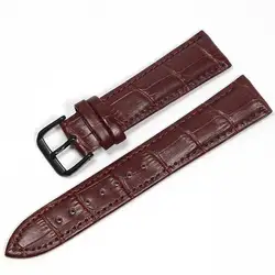 Premium Genuine Leather Watchbands with Steel Pin Buckle - High-Quality Wrist Strap Bracelet for 24mm (Brown black)