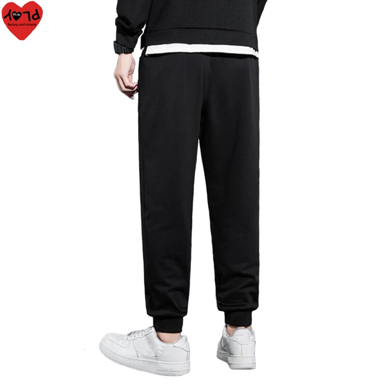 Description Picture 6 of itemMen Women Spring Autumn Pants Heart Embroidery With Half Heart Letter Print Cotton Feet Elastic Bind Drawstring Pocket Pants