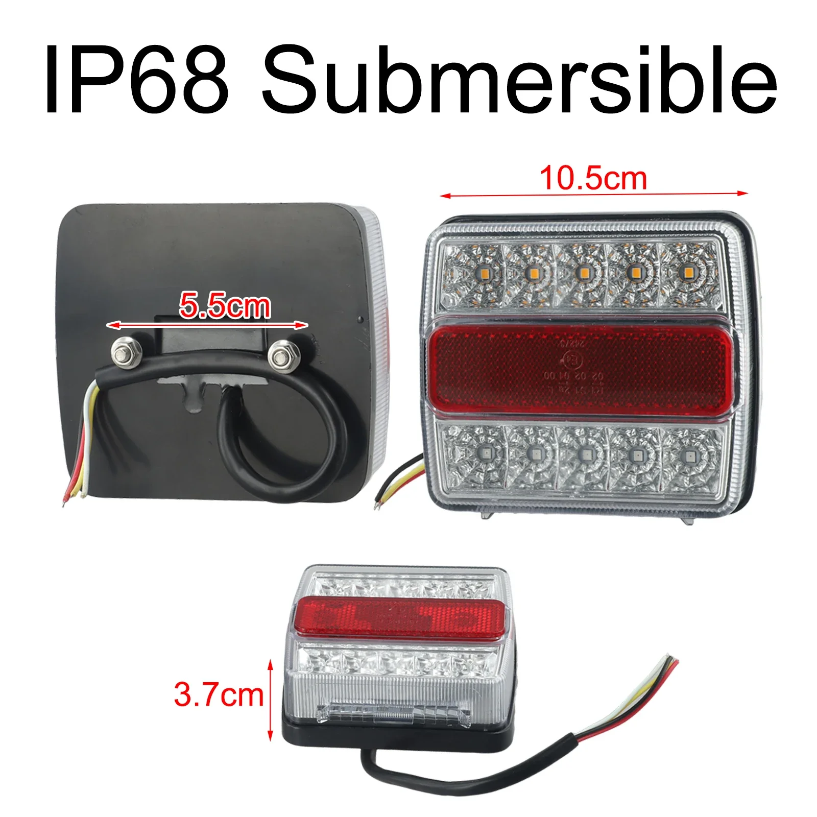 2Pcs Rear LED Submersible Trailer Tail Lights Kit Boat Marker Truck Waterproof For Replacement IP68 Rear Left Right LED