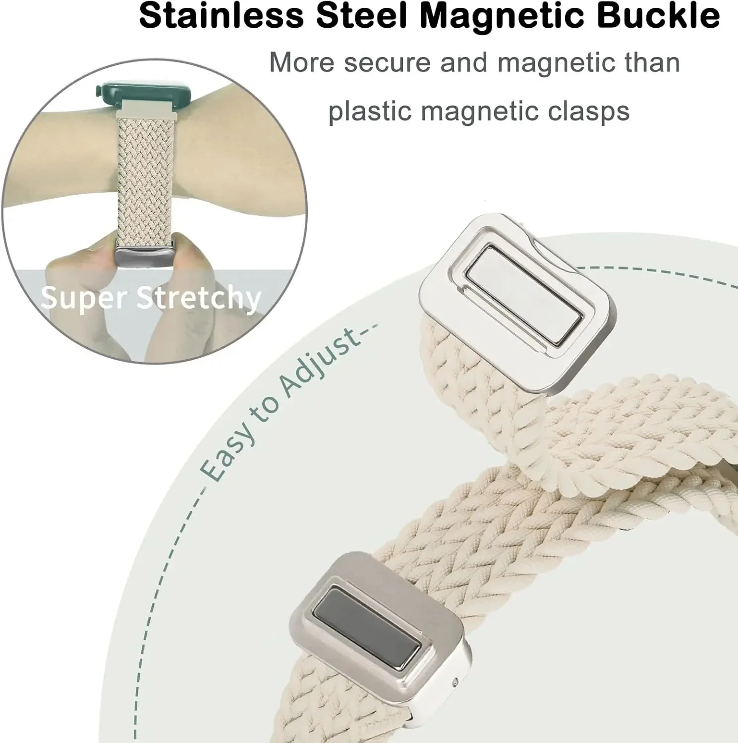 Elegant 14mm Woven Nylon Loop Buckle Watchstrap with Magnetic Closure