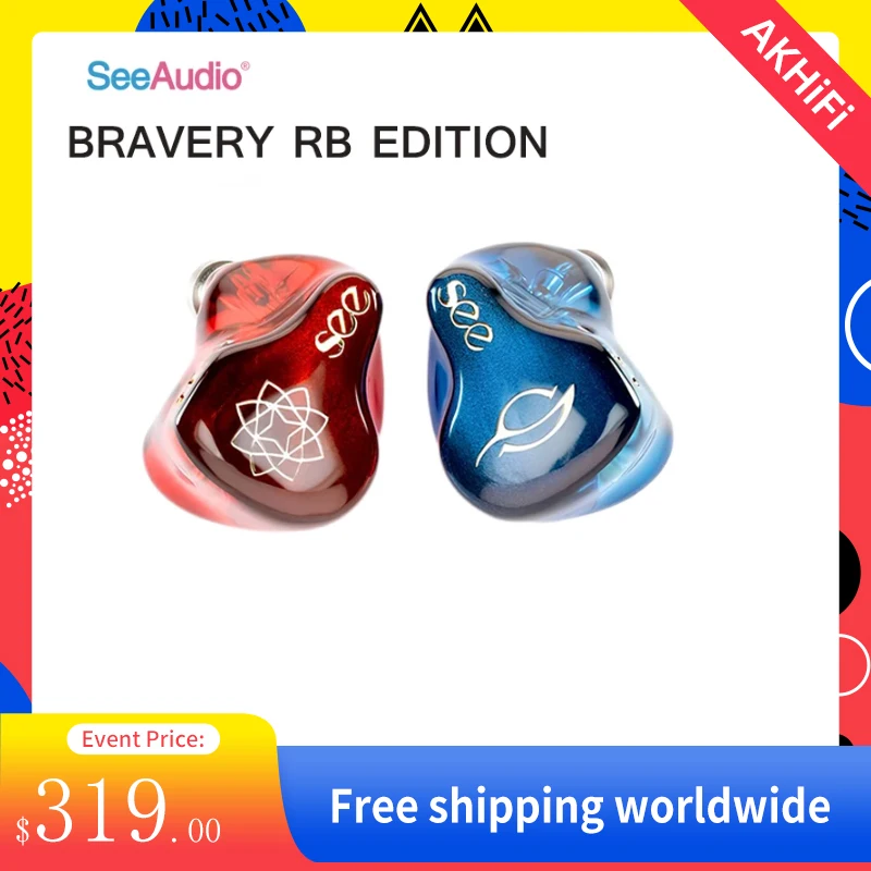 

SeeAudio Bravery RB Edition Anniversary Hifi Earphones 4 Balanced Armature In-Ear Headphones 2 Pin 0.78mm Detachable Cable Heads