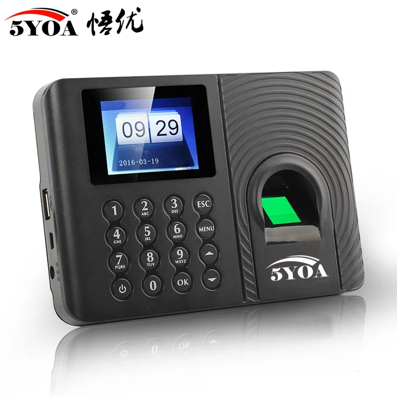5YOA A10FY biometric attendance system fingerprint usb time clock English Spanish Portuguese recorder sensor machine reader