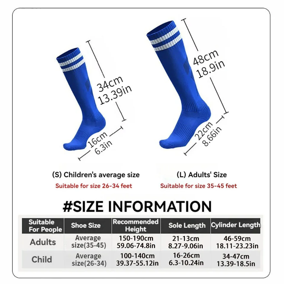 Loogdeel Football Socks Anti Slip Wear-resistant Professional Sports Socks Child Adult Athletes Over Knee High Tube Soccer Socks 2
