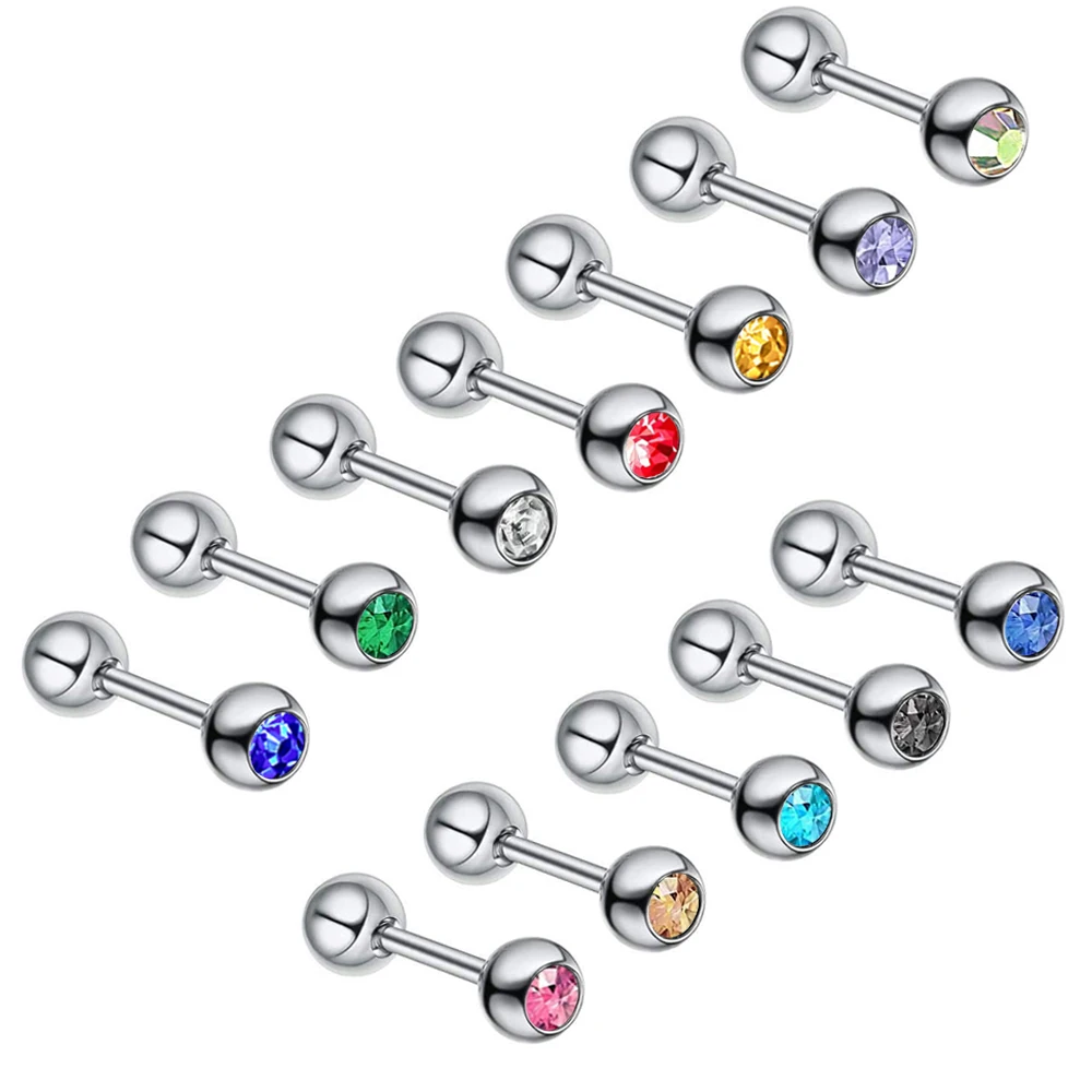 

Wholesales 12 colors Stainless Steel 16g Cartilage Stud For Women Tiny Earrings Helix Hoop Screw Backs Earrings Ball CZ Crystal