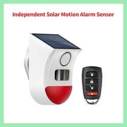 Solar - Powered Outdoor Siren Security Alarm with Remote Control - 120dB PIR Infrared, Waterproof (Independent)