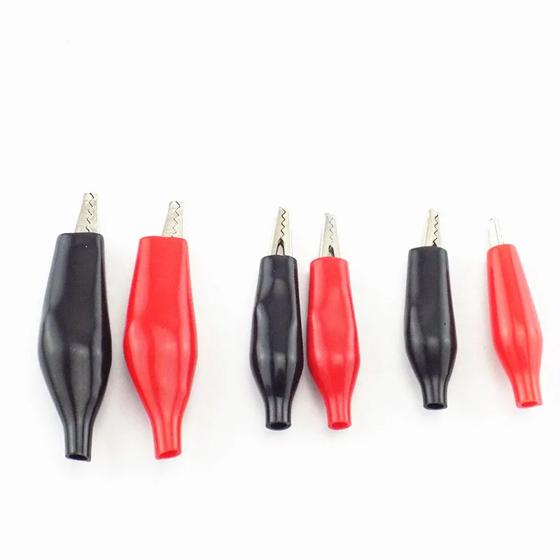 Alligator Clips 28mm 35mm 45mm Electrical Alligator Clip Test lead cable Metal Meter Clamp Testing Probe Crocodile Black Red Cover moto bike DIY