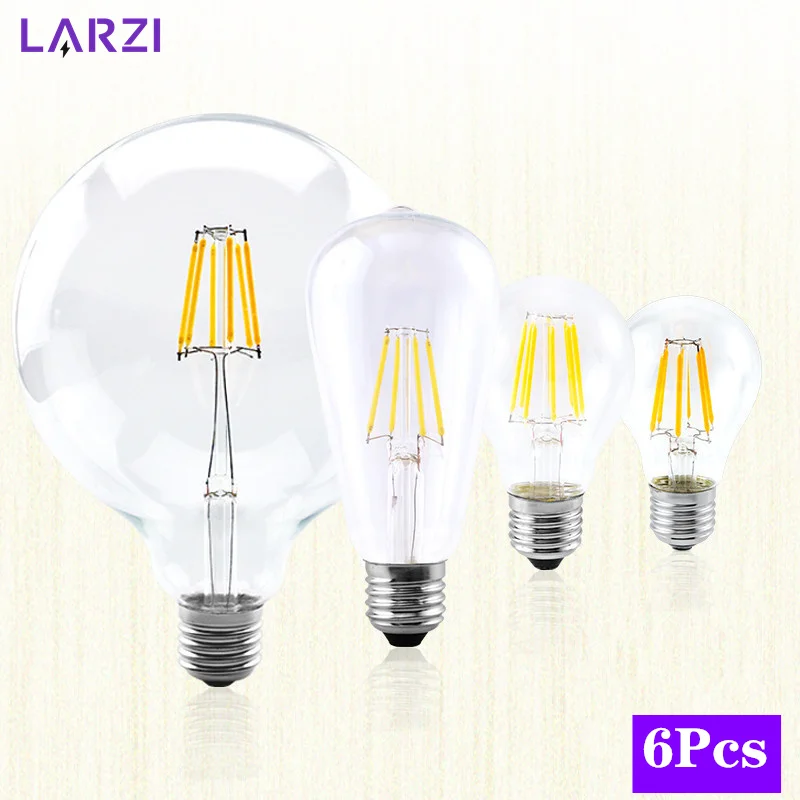 Dimmable E14 E27 LED Vintage Filament Light Candle Globe Bulbs 2W 4W 6W 8W Lamps 
