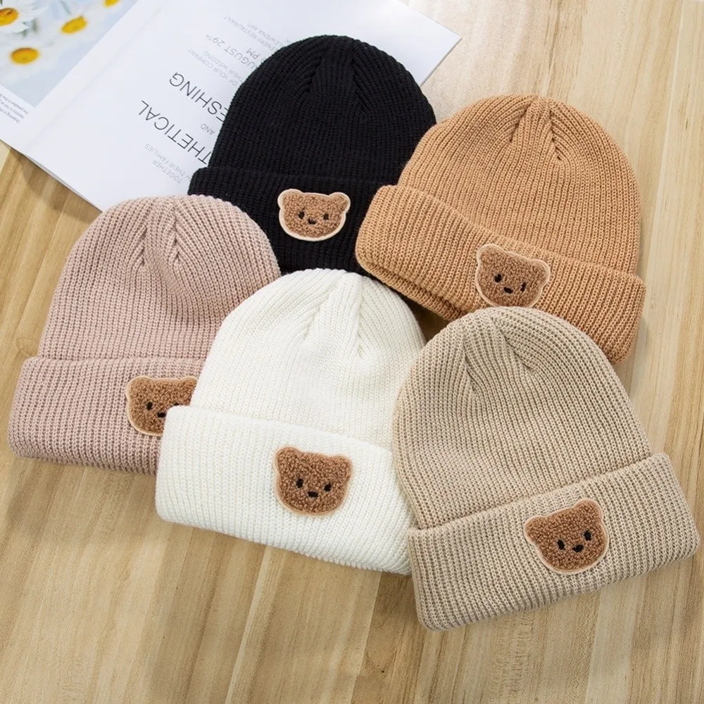 Acrylic Knitted Beanie Cap for Kids Warm Winter Hat